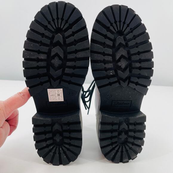 Skechers Weekend Best White Memory Form Lace Up Side Zip Combat Lug Boots 7.5 - Picture 10 of 12